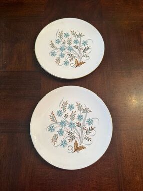 Tuscan Fine English Bone China Blue Star 6.5" Dessert Salad Side Plates Set of 2